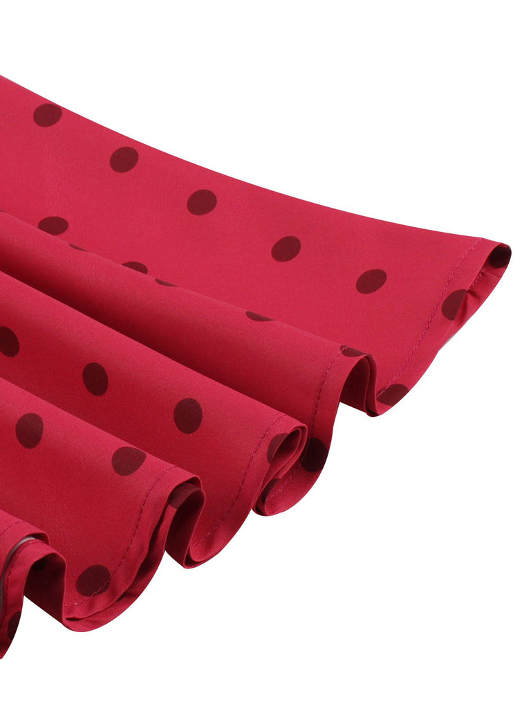 Rose Red 1950s Polka Dots Lapel Sleeveless Dress — vintage elegance for the modern woman
