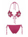 Rose Red 1980s Colorblock Floral Suspender Bikini, vintage swimsuit, pin-up swimwear - perfect for women who love vintage and retro fashion