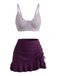 Rose Violet 1950s Striped High Waist Pleated Bikini Set, vintage swimsuit, pin-up swimwear - perfect for women who love vintage and retro fashion