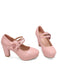 Round Toe Chunky Heel Flower Mary Jane Heels - vintage shoes, retro heels