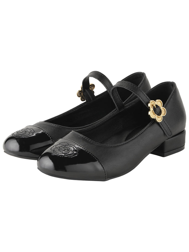 Round Toe Flower Buckled Shoes, vintage shoes, retro heels - perfect for women who love vintage and retro fashion
