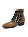 Round Toe Low Chunky Heel Cut-Out Boots - vintage shoes, retro heels