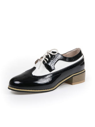 Round Toe Paneled Brogue PU Leather Shoes: timeless style reimagined