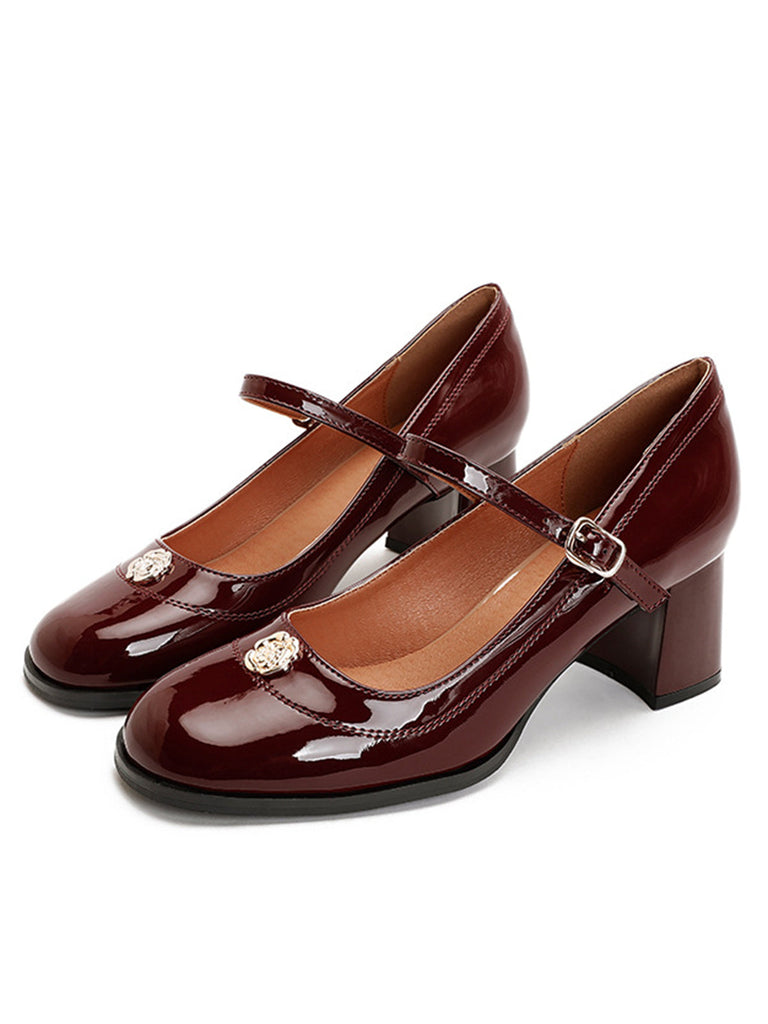 Round Toe Patent Leather Mid-Heeled Shoes: timeless vintage elegance she makes her own