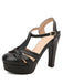 Round Toe T-Strap Chunky Block Heel Platform Sandals - vintage shoes, retro heels