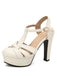 Round Toe T-Strap Chunky Block Heel Platform Sandals - vintage shoes, retro heels