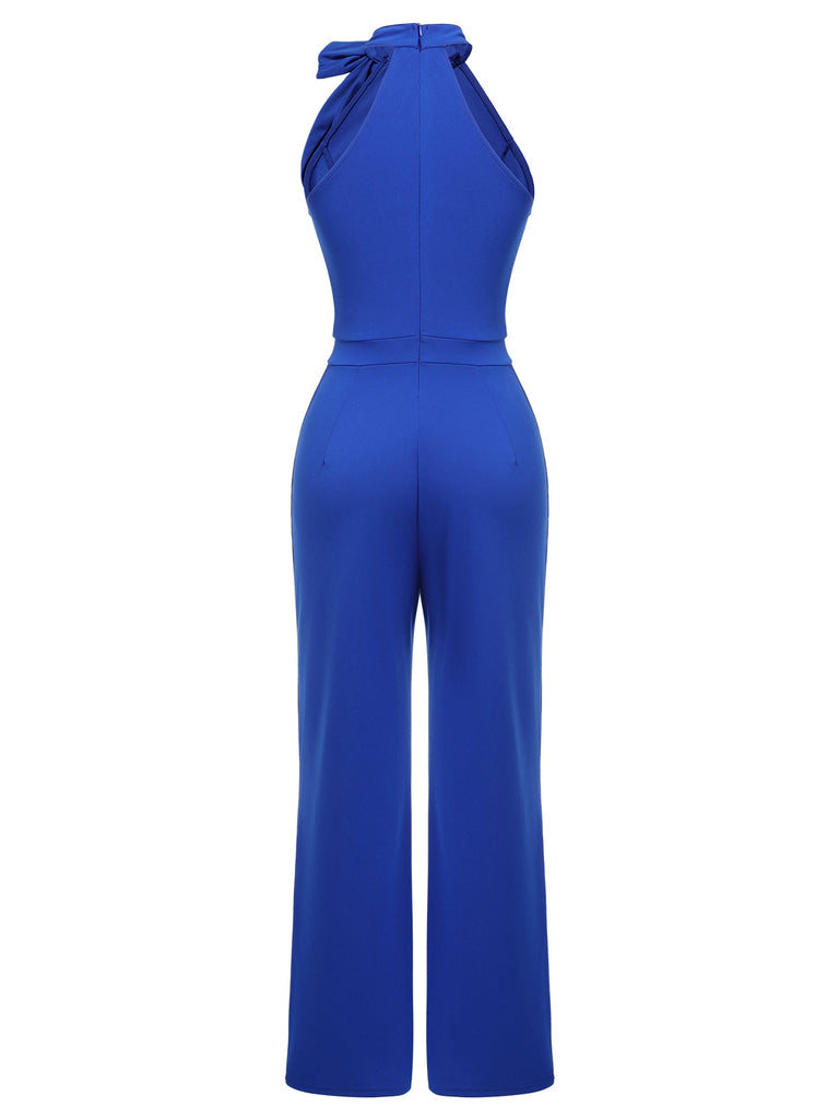 Royal Blue 1930s Tie Neck Jumpsuit, vintage romper, retro jumpsuit - perfect for women who love vintage and retro fashion