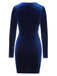 Royal Blue 1960s Solid Long Sleeve Velvet Dress, vintage dress, retro fashion - perfect for women who love vintage and retro fashion