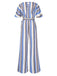 Royal Blue 1970s Stripes Back Hollow Jumpsuit, vintage romper, retro jumpsuit - perfect for women who love vintage and retro fashion