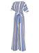 Royal Blue 1970s Stripes Back Hollow Jumpsuit, vintage romper, retro jumpsuit - perfect for women who love vintage and retro fashion