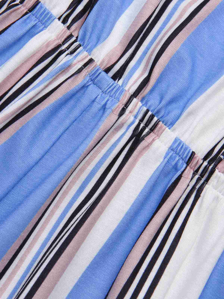 Royal Blue 1970s Stripes Back Hollow Jumpsuit, vintage romper, retro jumpsuit - perfect for women who love vintage and retro fashion