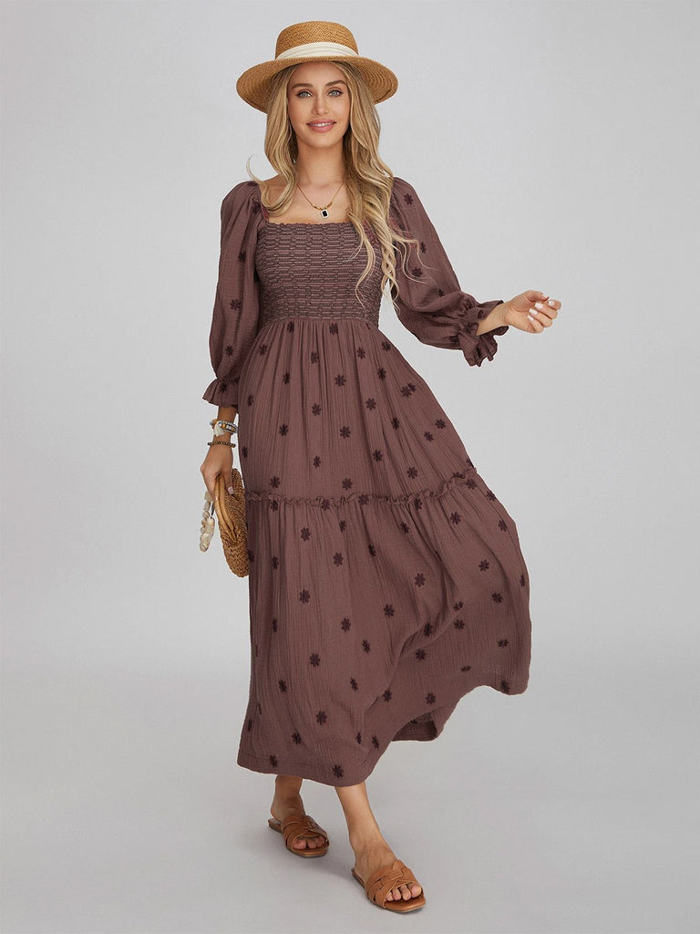 1940s Embroidered Floral Lantern Sleeve Dress, vintage dress, retro fashion, floral print - perfect for women who love vintage and retro fashion