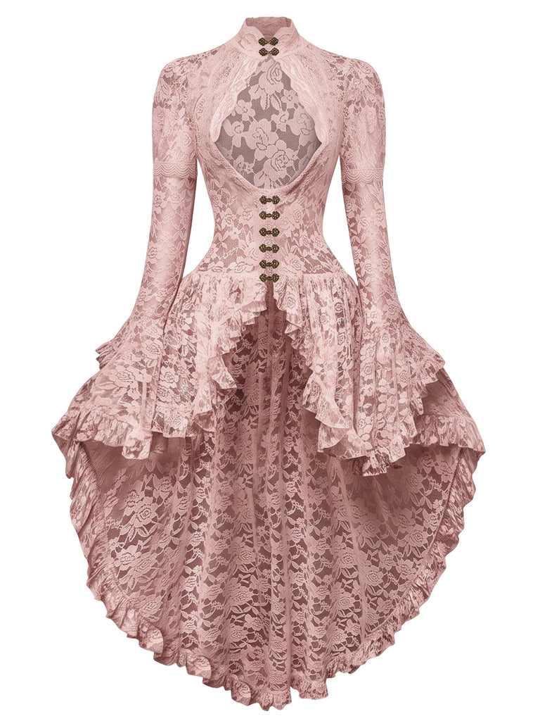 [Pre-Sale] Pink 1980s Gigot Sleeve Victorian Lace Dress