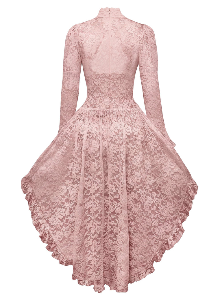 [Pre-Sale] Pink 1980s Gigot Sleeve Victorian Lace Dress