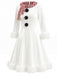 Red & White 1950s Christmas Snowman Velvet Dress