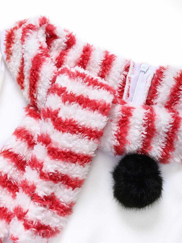 Red & White 1950s Christmas Snowman Velvet Dress
