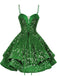 Red 1950s Sequin Deep V-Neck Lace-UP Mini Party Dress