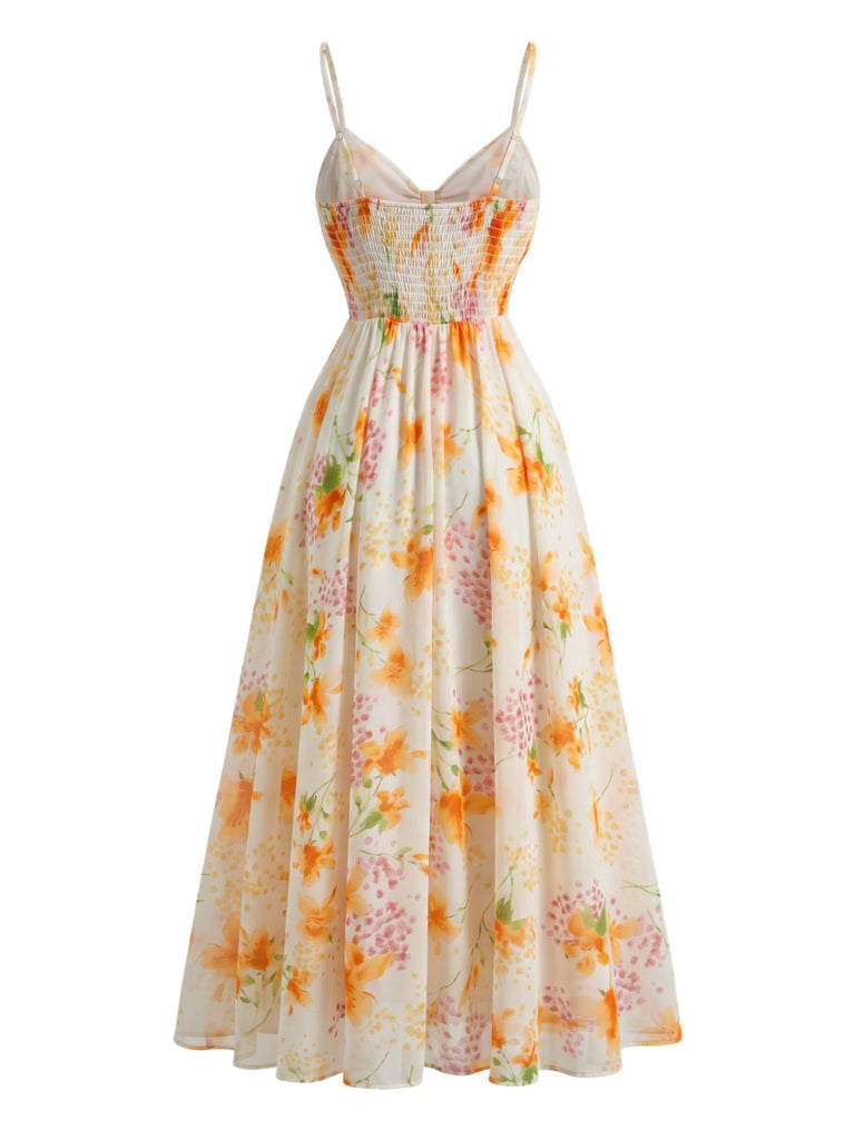 Multicolor 1930s Floral V-Neck Bohemian Slip Dress, vintage dress, retro fashion, floral print - perfect for women who love vintage and retro fashion