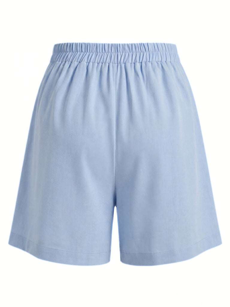 Blue 1950s Plicated Wide Leg Shorts, vintage fashion, retro style - perfect for women who love vintage and retro fashion