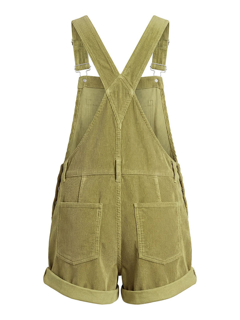 Green 1960s Multi-Pocket Corduroy Romper, vintage romper, retro jumpsuit - perfect for women who love vintage and retro fashion