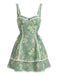 Green 1970s Boho Paisley Floral Spaghetti Strap Mini Dress, vintage dress, retro fashion, floral print - perfect for women who love vintage and retro fashion