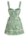 Green 1970s Boho Paisley Floral Spaghetti Strap Mini Dress, vintage dress, retro fashion, floral print - perfect for women who love vintage and retro fashion