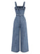 Blue 1930s Denim Button Front Belted Jumpsuit 2