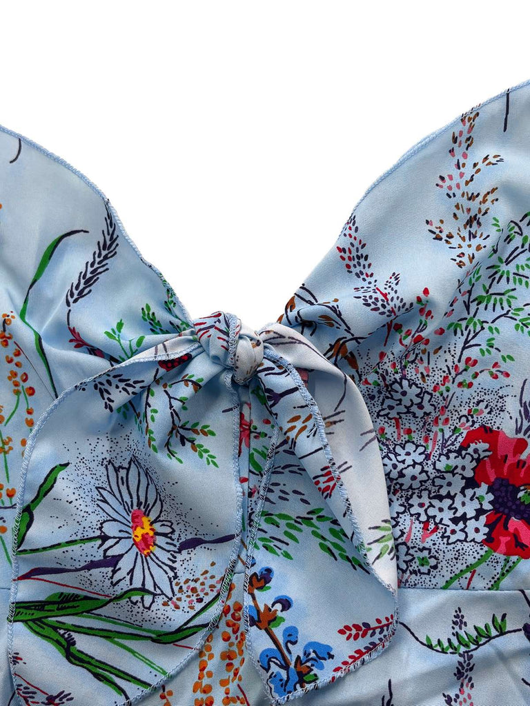 1930s Floral V-Neck Bohemian Bow-Front Slip Dress, vintage dress, retro fashion, floral print - perfect for women who love vintage and retro fashion