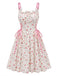 Blue 1950s Ruffled Square Neck Sleeveless Floral Swing Dress