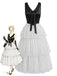 [Pre-Sale] Black & White 1940s Polka Dot Chiffon Tiered Ruffle Dress, vintage dress, retro fashion - perfect for women who love vintage and retro fashion