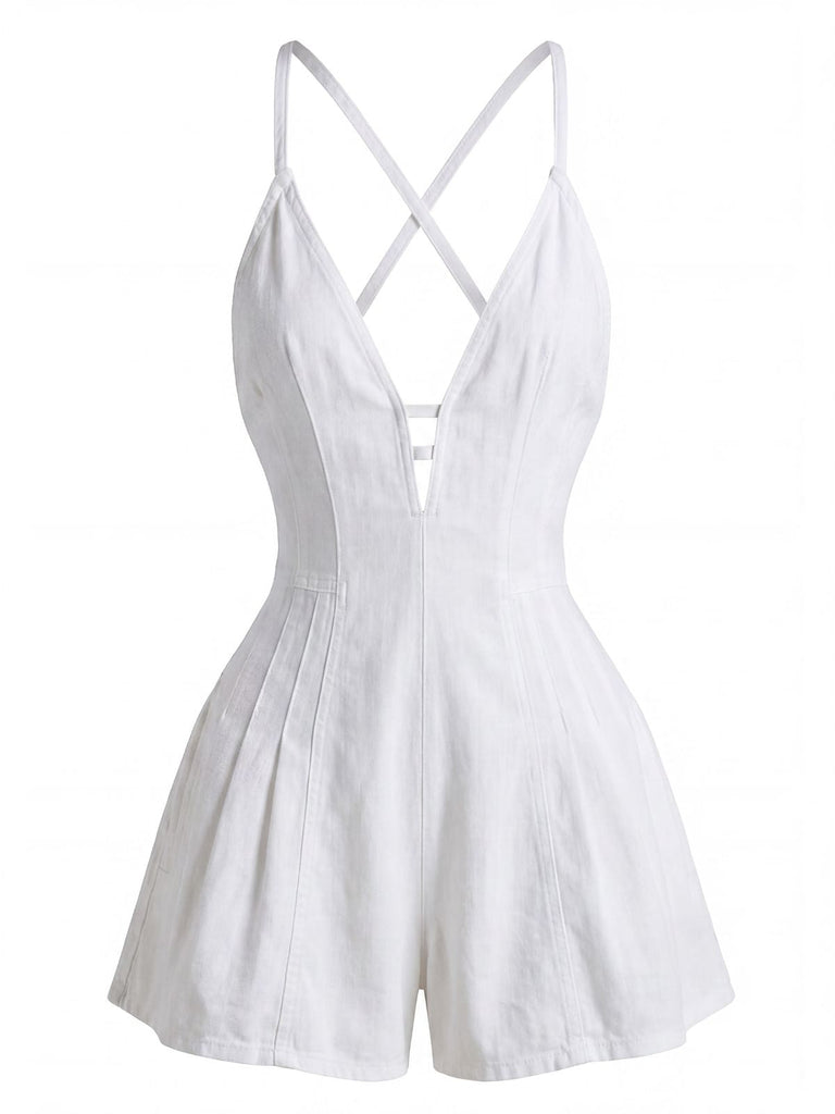 1950s Denim Tie Waist One Piece Romper 10
