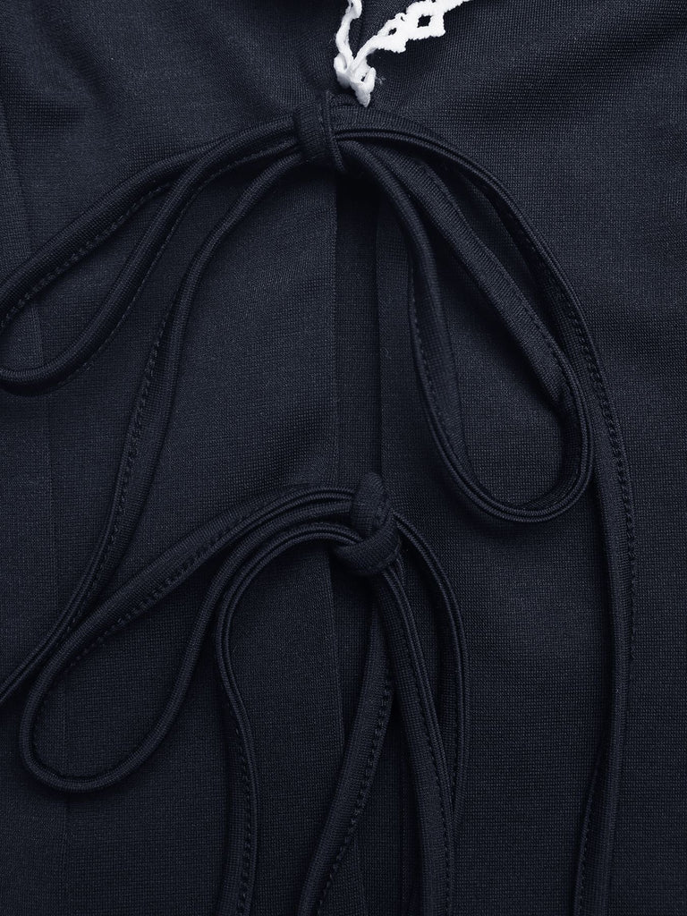 Navy 1950s Lapel Sleeveless Bodycon T-Shirt 4