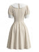 1950s Striped Sailor Collar Puff Sleeve Dress 2
