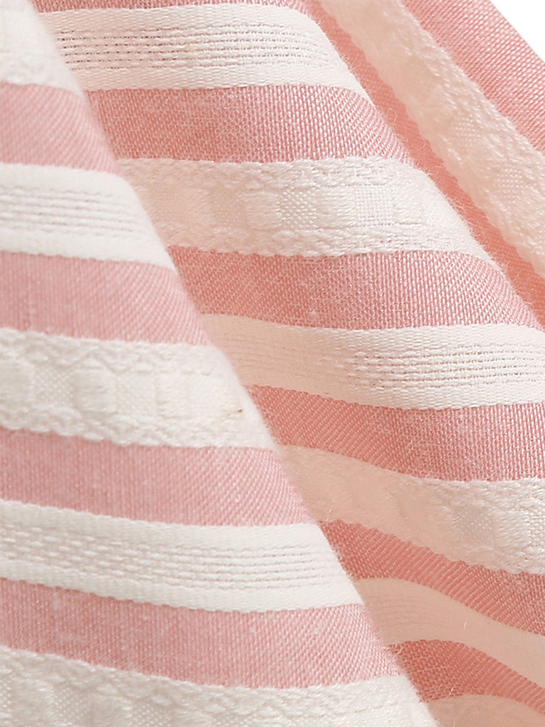 1950s Striped Sailor Collar Puff Sleeve Dress 6