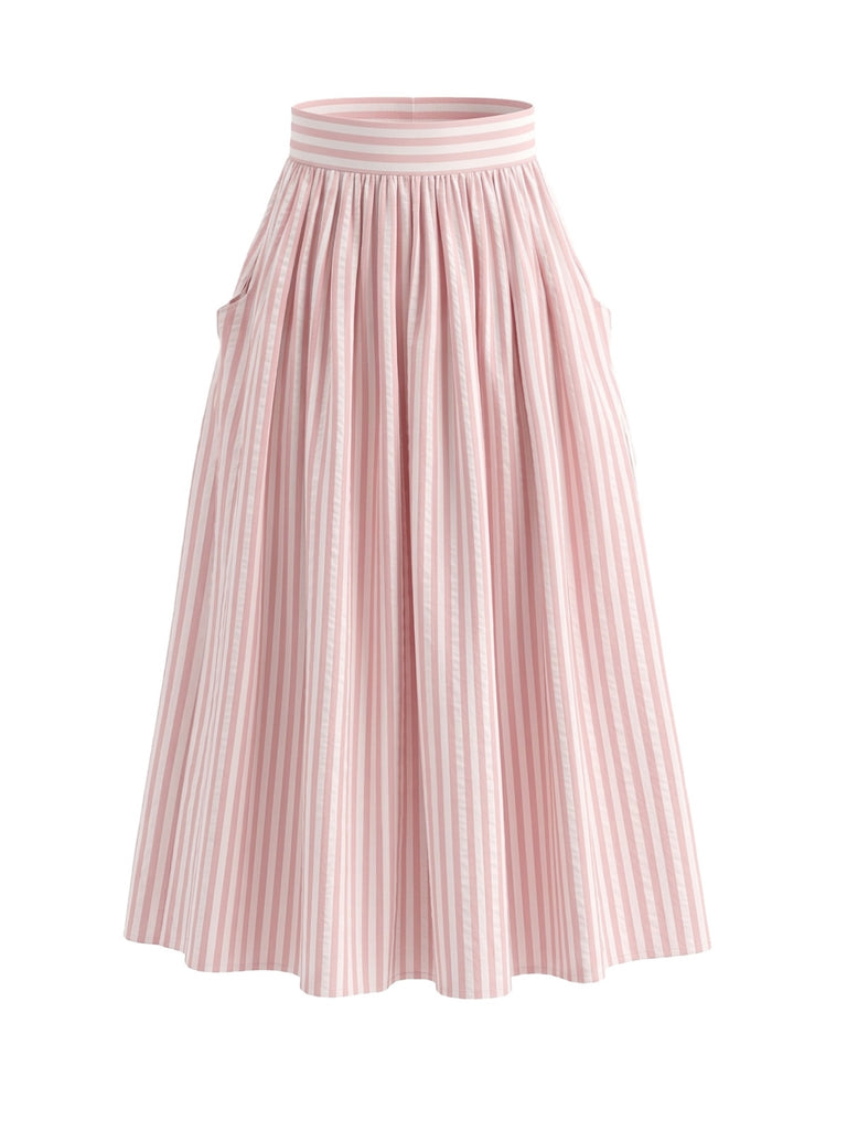 1950s Floral Striped Vintage Classic Skirt 3