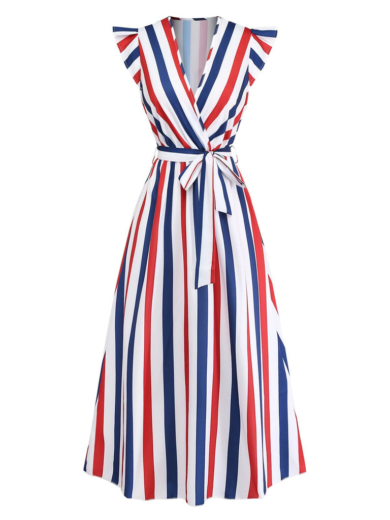 1950s V-Neck Ruffle Belted Swing Dress, vintage dress, retro fashion, rockabilly, pin-up fashion - perfect for women who love vintage and retro fashion