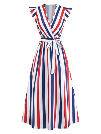 1950s V-Neck Ruffle Belted Swing Dress, vintage dress, retro fashion, rockabilly, pin-up fashion - perfect for women who love vintage and retro fashion