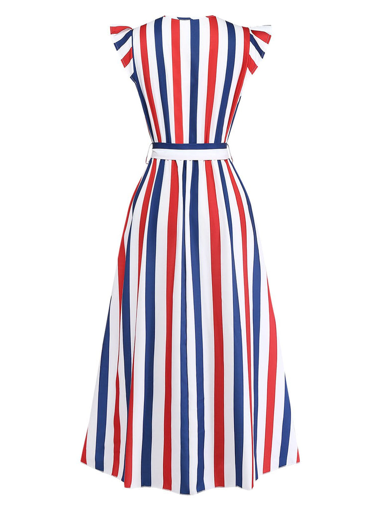 1950s V-Neck Ruffle Belted Swing Dress, vintage dress, retro fashion, rockabilly, pin-up fashion - perfect for women who love vintage and retro fashion