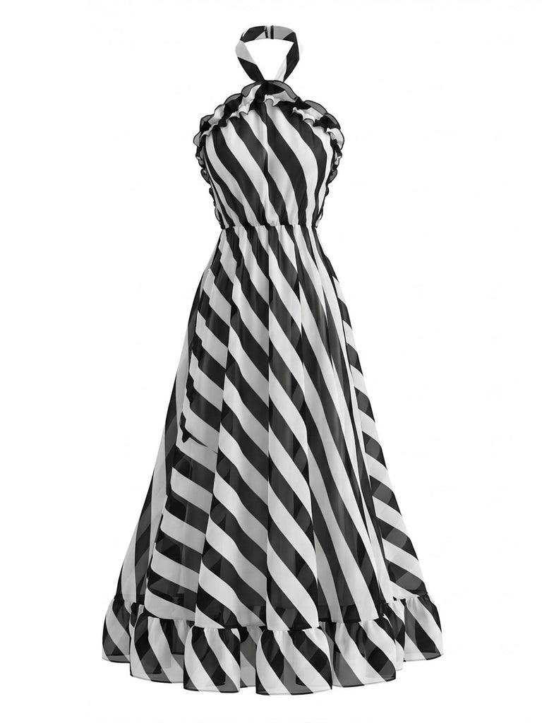 1950s Striped Halter Vintage Dress