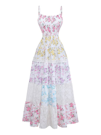 Pat 1950s Floral Lace Patchwork Top