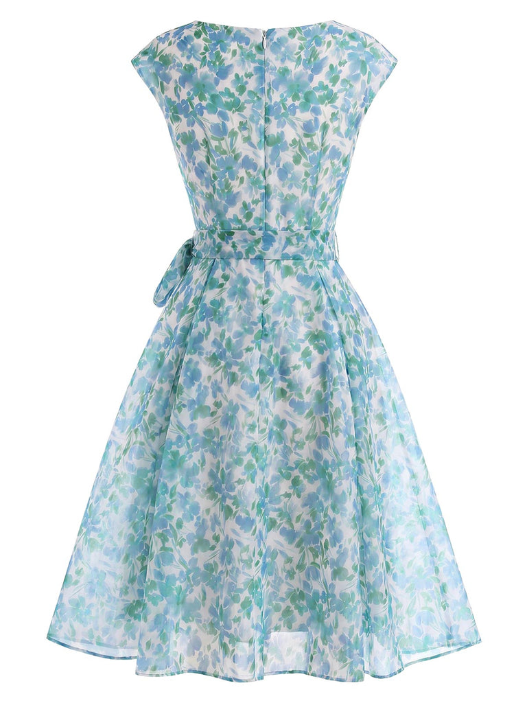 [Pre-Sale] 1950s Print Tie Waist Swing Dress 5
