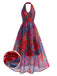 [Pre-Sale] 1950s Floral Halter V Neck Dress