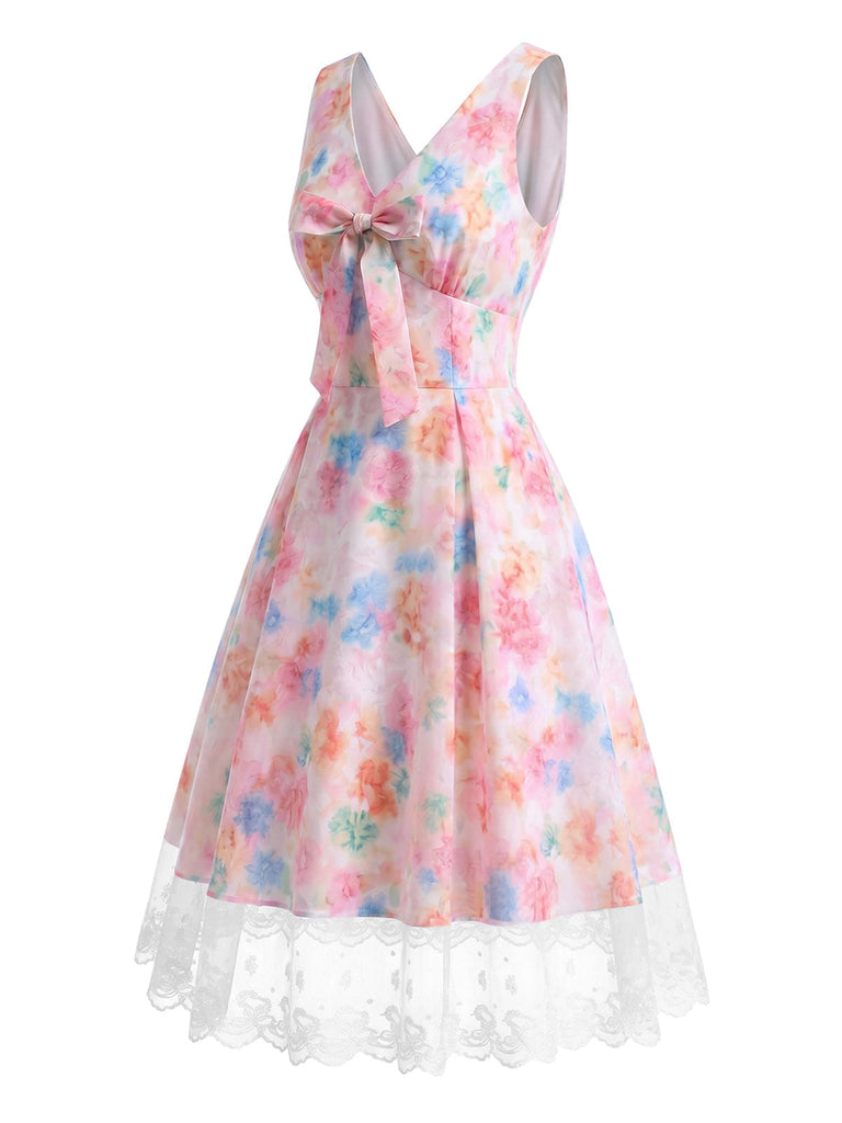 [Pre-Sale] 1960s Print Lace Bow Dress 3