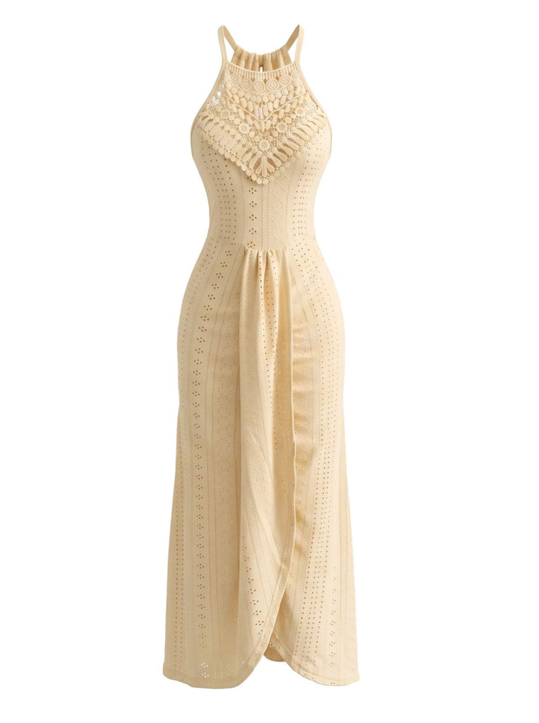 1960s Crochet Halter Cutout Dress, vintage dress, retro fashion - vintage inspired fashion