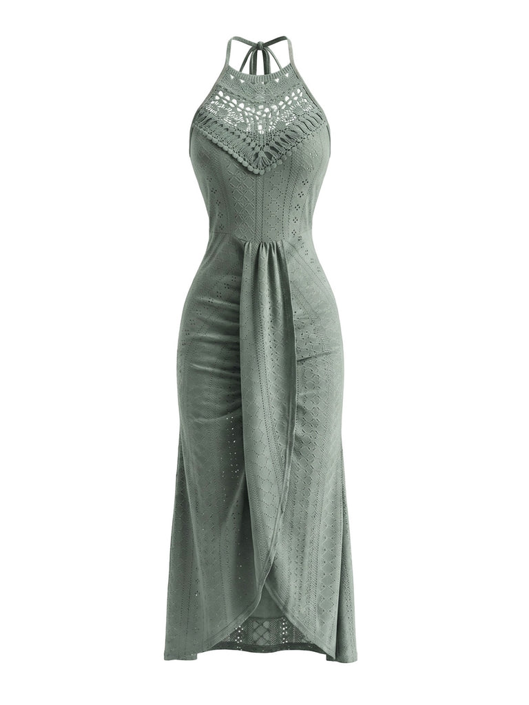 1960s Crochet Halter Cutout Dress, vintage dress, retro fashion - perfect for women who love vintage and retro fashion