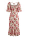 Pink 1930s Floral Square Neck Dress 3