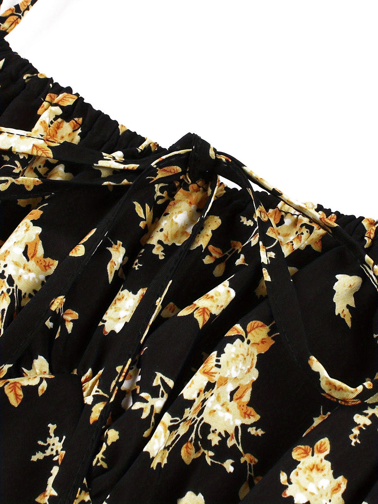 1940s Floral Spaghetti Strap Dress 3