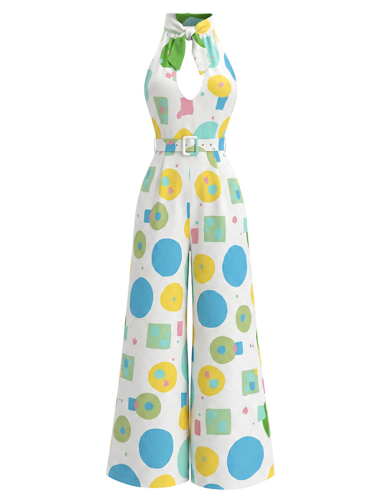 [Pre-Sale] Chartreuse 1950s Floral Halter V Neck Jumpsuit 2