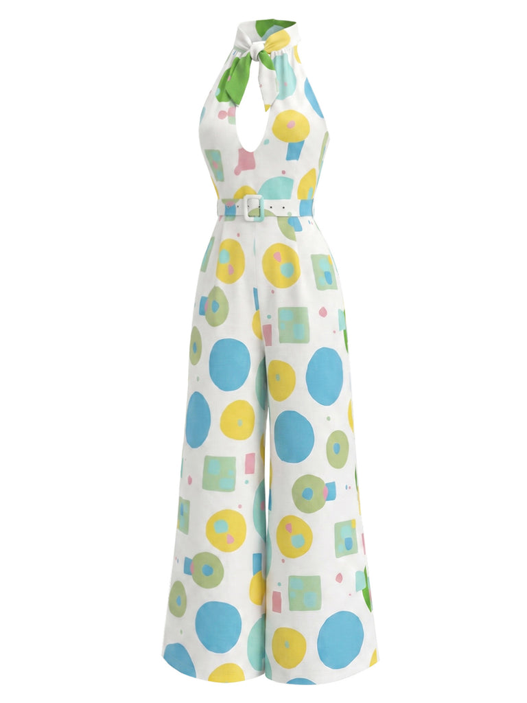[Pre-Sale] Chartreuse 1950s Floral Halter V Neck Jumpsuit 3