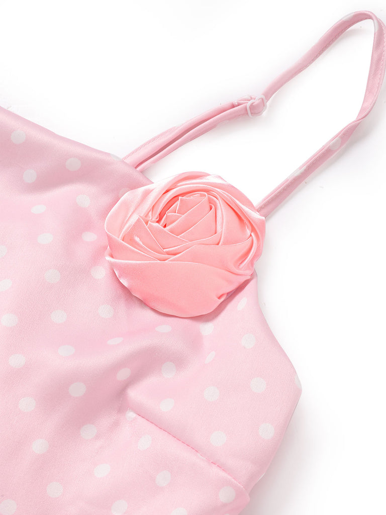 [Pre-Sale] Dark Pink 1930s Polka Dot Floral Dress 8